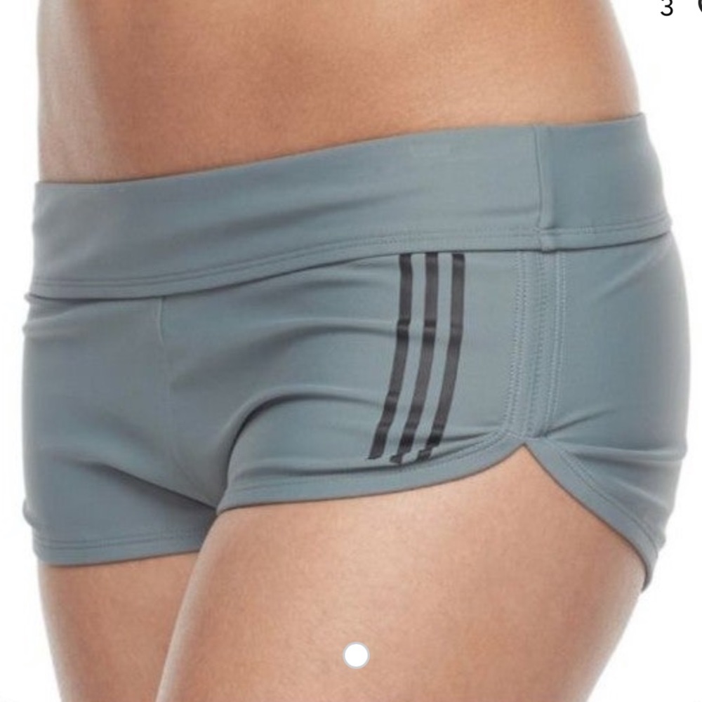 adidas Women's Gray Swim Shorts with Black Stripes